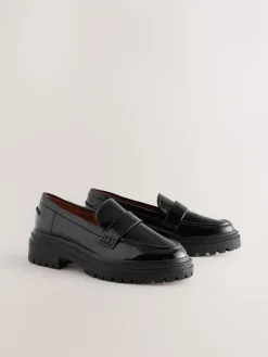 Next Extra Wide Fit Chunky Loafers Black Sale
