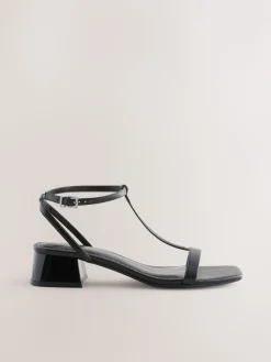 Next Extra Wide Fit Forever Comfort® Low Block Strappy Sandals Black