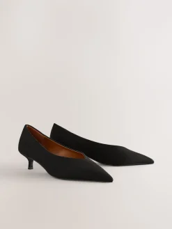 Next Extra Wide Fit Point Toe Low Kitten Heels Shoes Black Online