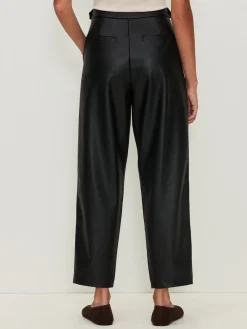 Next Faux Leather Barrel Leg Trousers Black Hot
