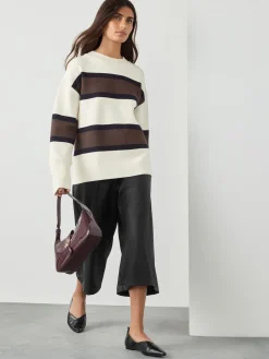 Next Faux Leather Jort Trousers Black Hot