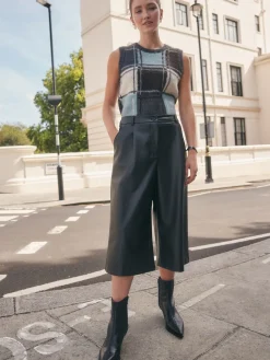 Next Faux Leather Jort Trousers Black Hot