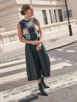 Next Faux Leather Jort Trousers Black Hot