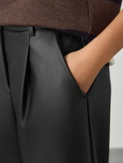 Next Faux Leather Jort Trousers Black Hot