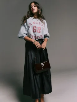 Next Faux Leather Midi Kilt Skirt Black Best