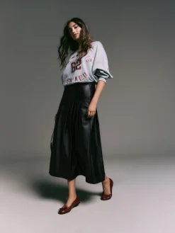 Next Faux Leather Midi Kilt Skirt Black Best