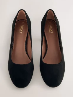 Next Forever Comfort® Round Toe Block Court Heels Black Faux Suede Clearance
