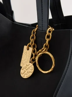 Next Black Faux Suede Mix Charm Shoulder Bag Outlet