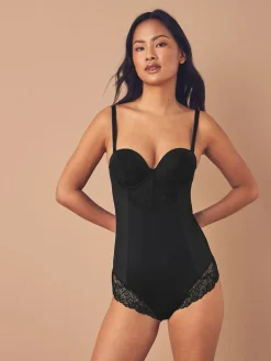 Next Firm Tummy Control Cupped Lace Body Black New