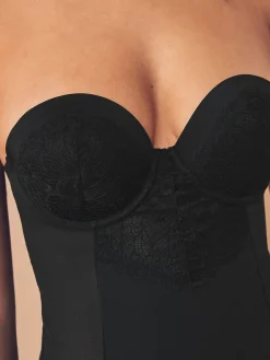 Next Firm Tummy Control Cupped Lace Body Black New