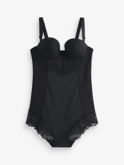 Next Firm Tummy Control Cupped Lace Body Black New
