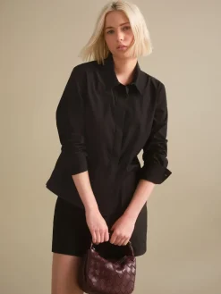 Next Black Fitted Stretch Essential Long Sleeve Shirt Outlet