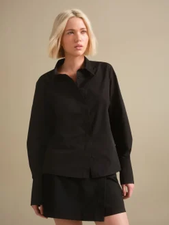 Next Black Fitted Stretch Essential Long Sleeve Shirt Outlet