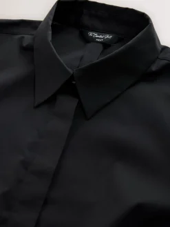 Next Black Fitted Stretch Essential Long Sleeve Shirt Outlet