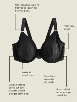 Next F-K Ultimate Comfort & Support Non Padded Underwired Bra Black Clearance