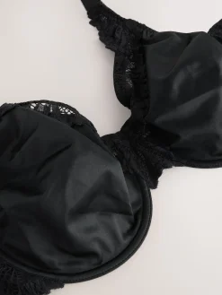 Next F-K Ultimate Support Comfort Lace Minimising Full Cup Bra Black New