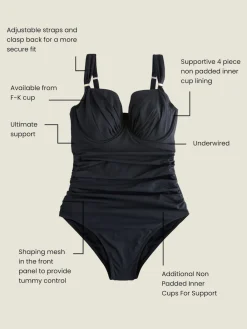 Next F-K Underwired Tummy Control Swimsuit Black Outlet