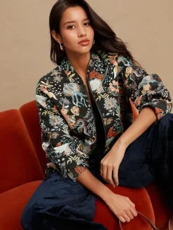 Next Floral Jacquard Bomber Jacket Black Outlet