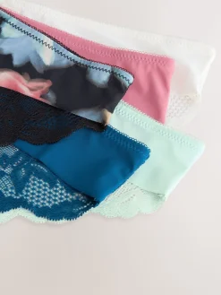 Next Brazilian No VPL Lace Back Briefs 5 Pack Black Floral Print Best