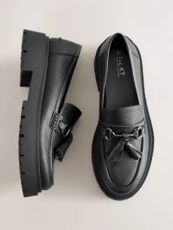 Next Forever Comfort Chunky Platform Tassel Loafers Black Online