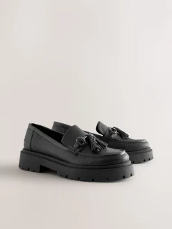 Next Forever Comfort Chunky Platform Tassel Loafers Black Online
