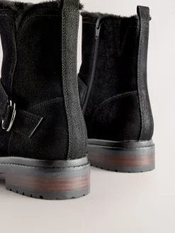 Next Forever Comfort® Faux Fur Hardware Ankle Boots Black Clearance