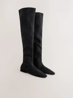 Next Black Forever Comfort® Flat Sock Over The Knee Boots Clearance