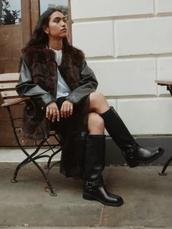 Next Forever Comfort® Knee High Biker Boots Black Outlet