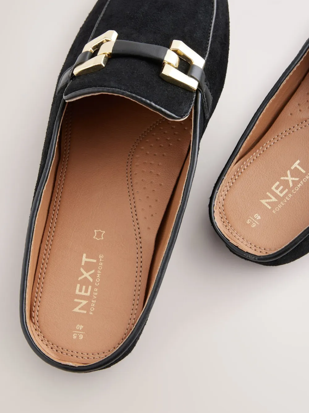 Next Forever Comfort® Leather Hardware Trim Detail Loafer Mules Black Hot