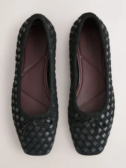 Next Forever Comfort® Leather Weave Ballet Flats Black Hot