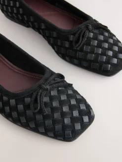 Next Forever Comfort® Leather Weave Ballet Flats Black Hot