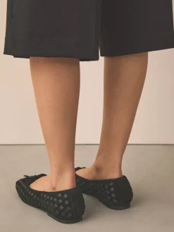 Next Forever Comfort® Leather Weave Ballet Flats Black Hot