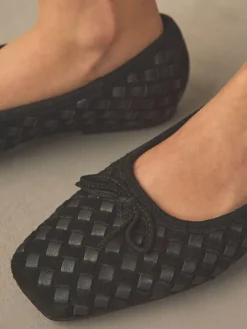 Next Forever Comfort® Leather Weave Ballet Flats Black Hot