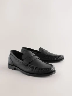 Next Black Forever Comfort® Leather Ruched Saddle Loafers Sale