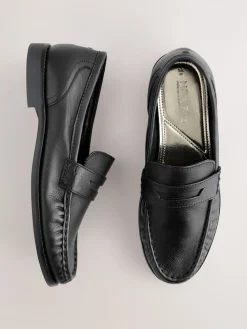 Next Black Forever Comfort® Leather Ruched Saddle Loafers Sale