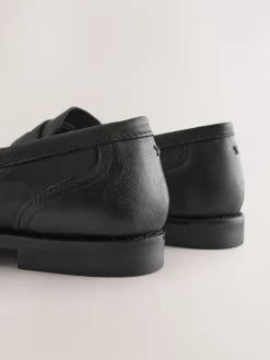 Next Black Forever Comfort® Leather Ruched Saddle Loafers Sale