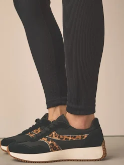 Next Forever Comfort® Panel Detail Lace-Up Jogger Trainers Black Discount