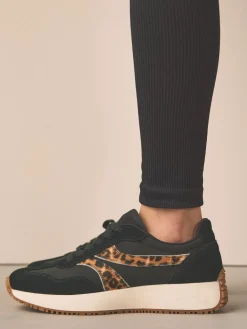 Next Forever Comfort® Panel Detail Lace-Up Jogger Trainers Black Discount