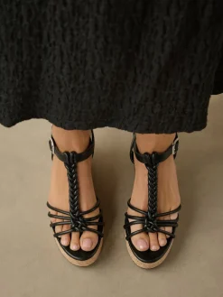 Next Forever Comfort® Plaited Strappy Wedge Heels Black