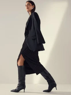 Next Forever Comfort® Point Toe Heel Slouch Knee High Boots Black New