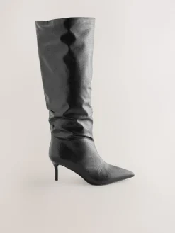 Next Forever Comfort® Point Toe Heel Slouch Knee High Boots Black New