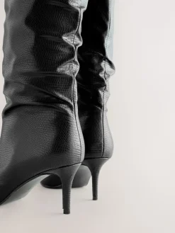 Next Forever Comfort® Point Toe Heel Slouch Knee High Boots Black New