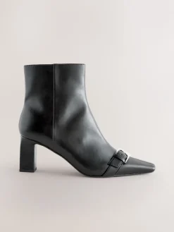 Next Forever Comfort® Point Chisel Toe Block Heel Buckle Detail Boots Black Online