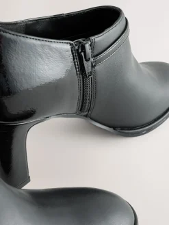 Next Black Forever Comfort® Round Toe Block Heel Buckle Detail Shoe Boots Sale