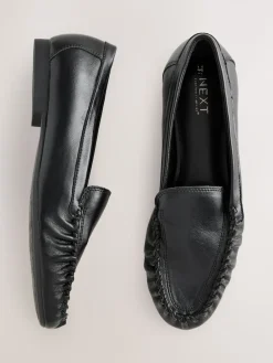 Next Forever Comfort® Soft Ruched Loafers Black New