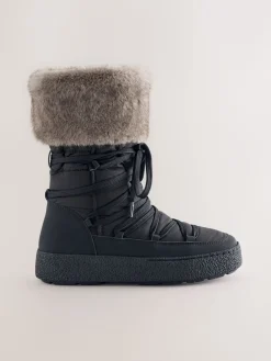 Next Black Forever Comfort® Water Repellent Finish Faux Fur Lined Boots