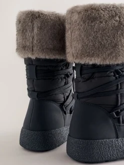 Next Black Forever Comfort® Water Repellent Finish Faux Fur Lined Boots