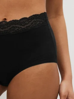 Next Full Brief Cotton and Lace Knickers 7 Pack Black Hot