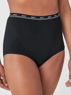 Next Black Full Brief Cotton Logo Knickers 4 Pack Hot