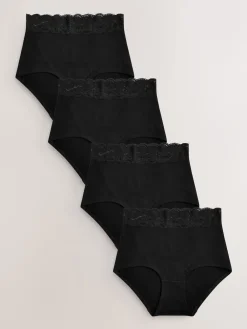 Next Black Full Brief Cotton Lace Knickers 4 Pack Best